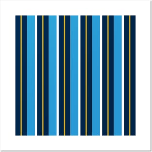 Navy, Aqua, Yellow, White Preppy Stripes Posters and Art